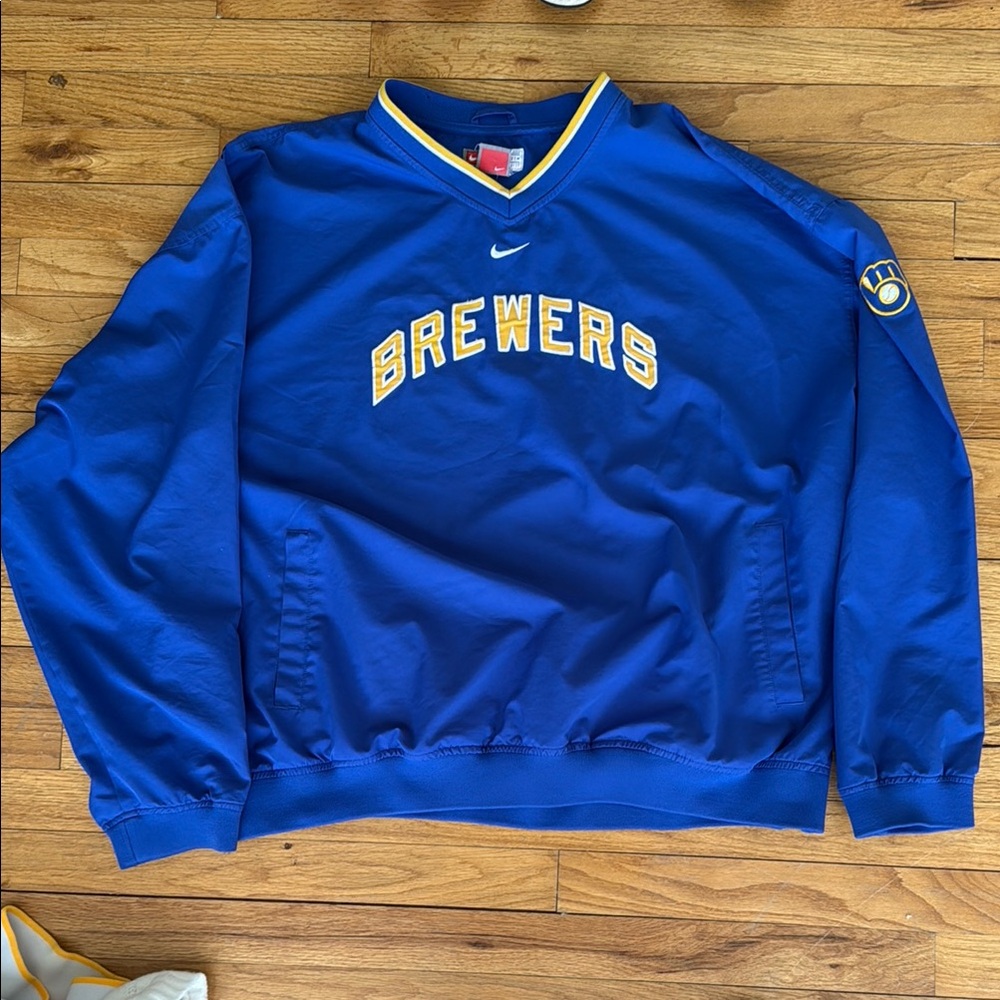 Nike Blue and Yellow V-Neck Sweater